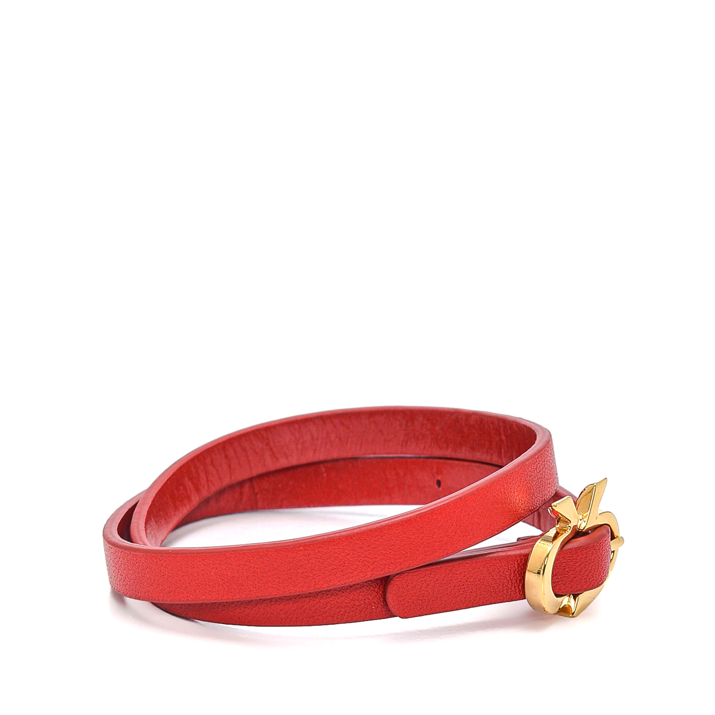 Sergio Rossi - Red Leather Double Tour Bracelet